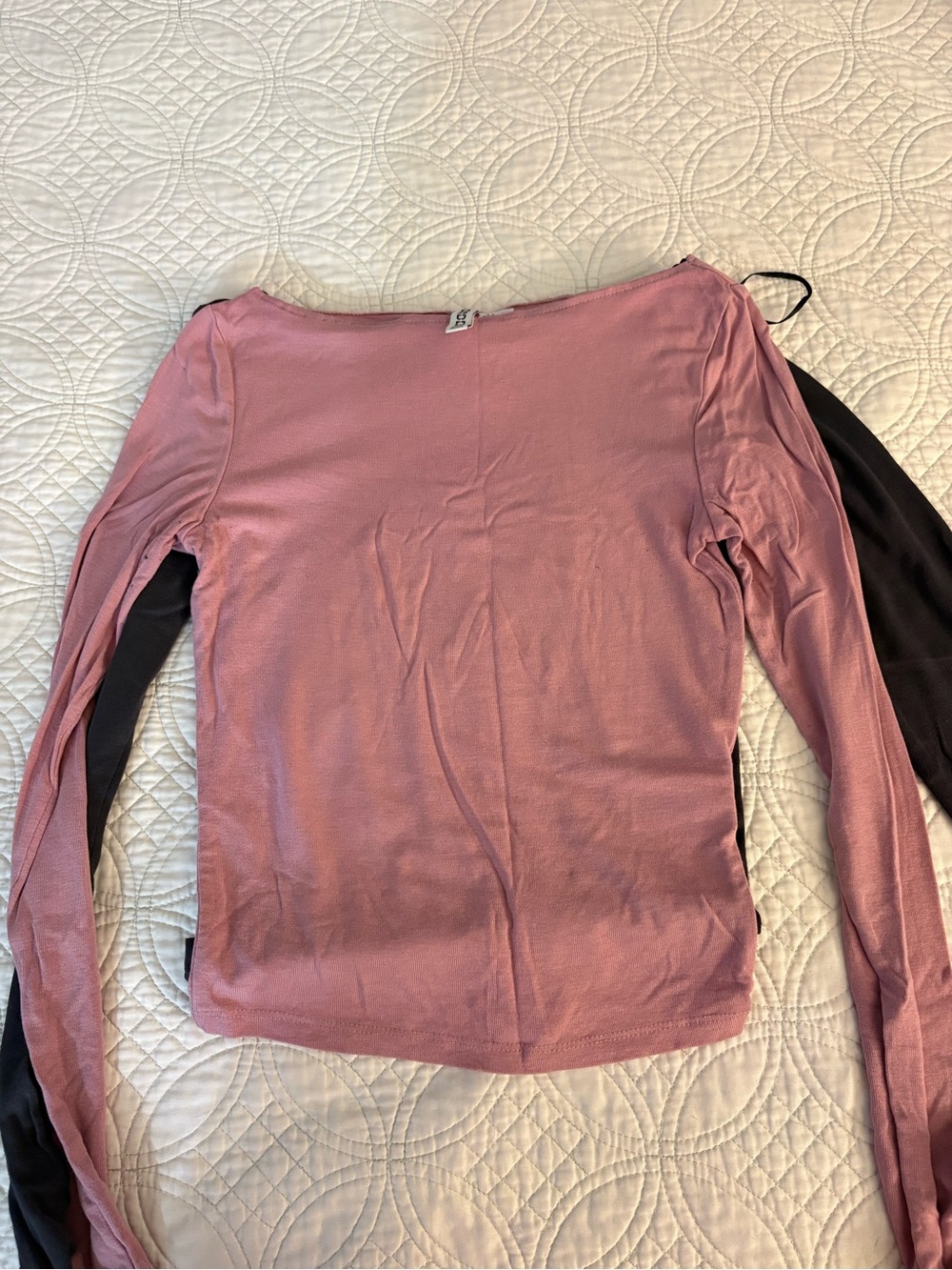 Divided Dusty Rose Long Sleeve Boatneck Top